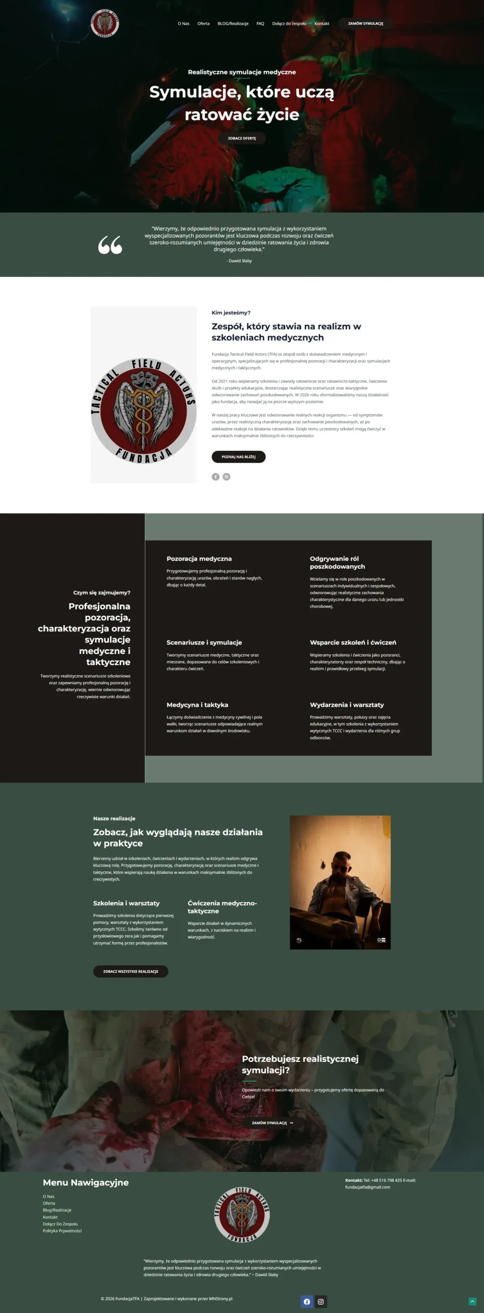 Strona internetowa Fundacji Tactical Field Actors
