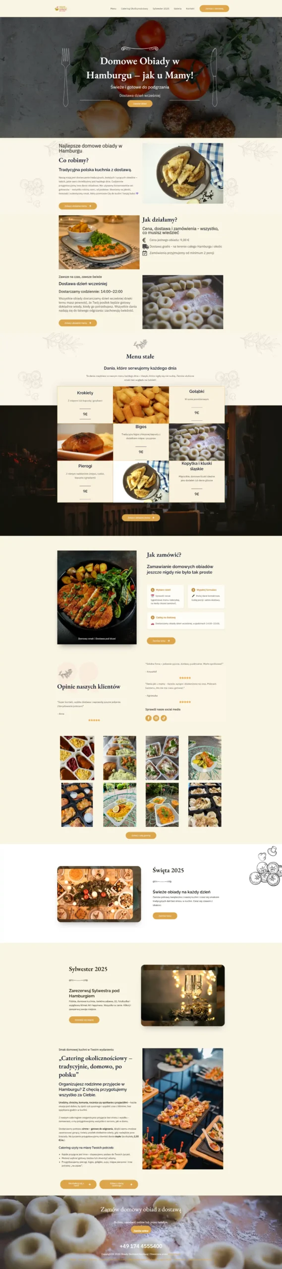 Strona internetowa Obiady Domowe w Hamburgu – realizacja MNStrony